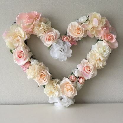 Wedding Flower Heart Backdrop Romantic Ceremony Decor