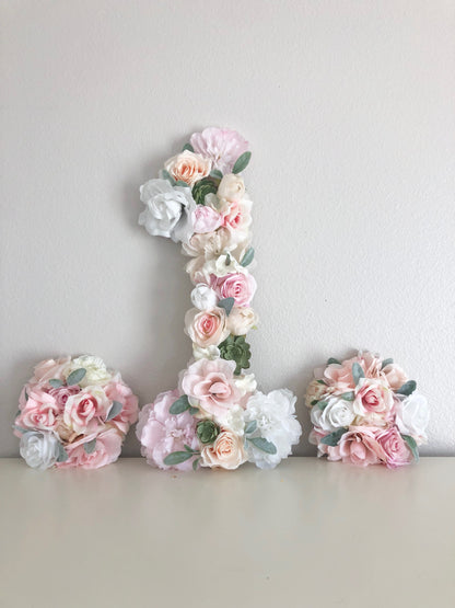 Personalized Flower Initial 1st Birthday Backdrop