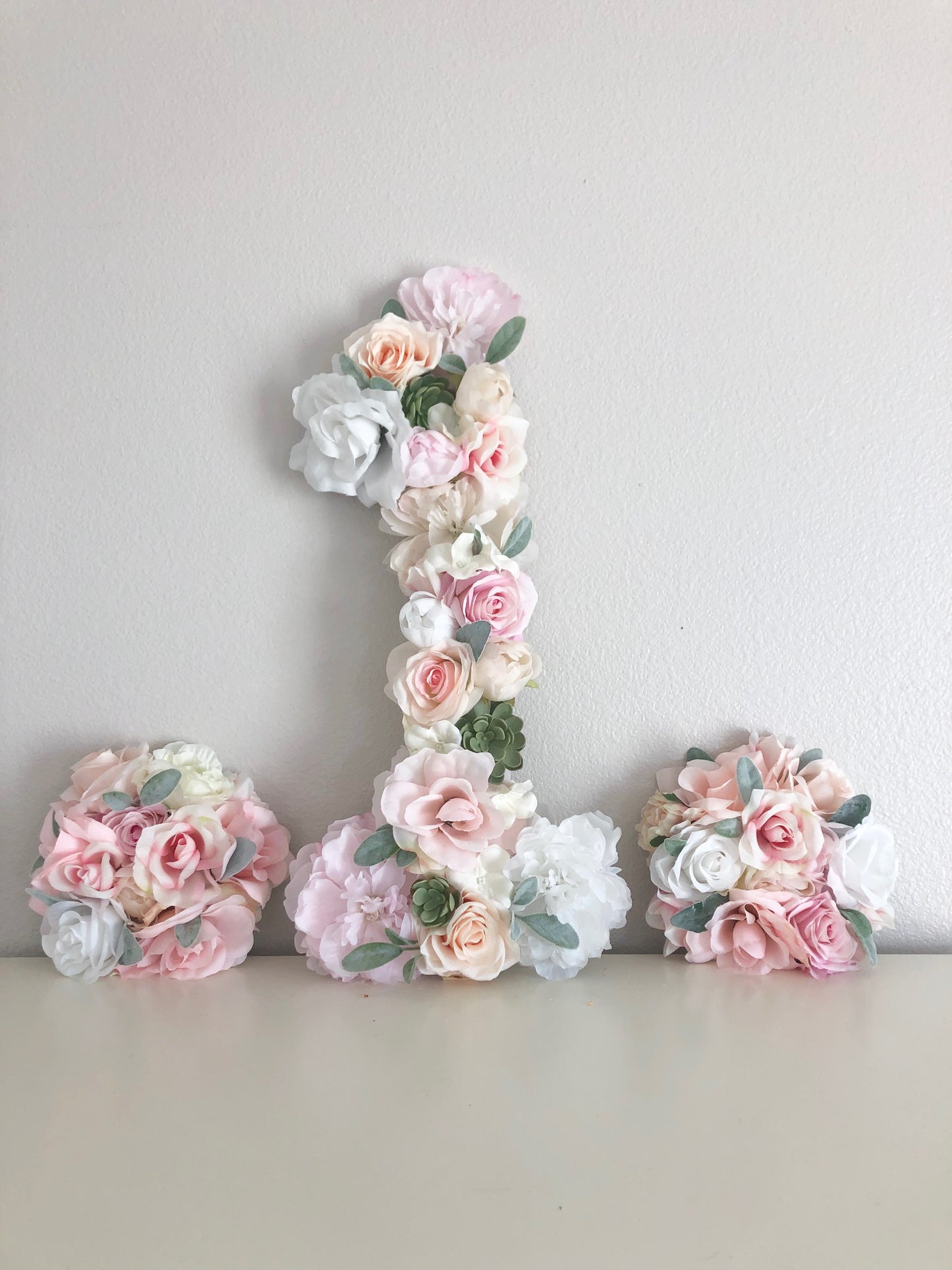 Wedding Initial Backdrop Faux Silk Blooms