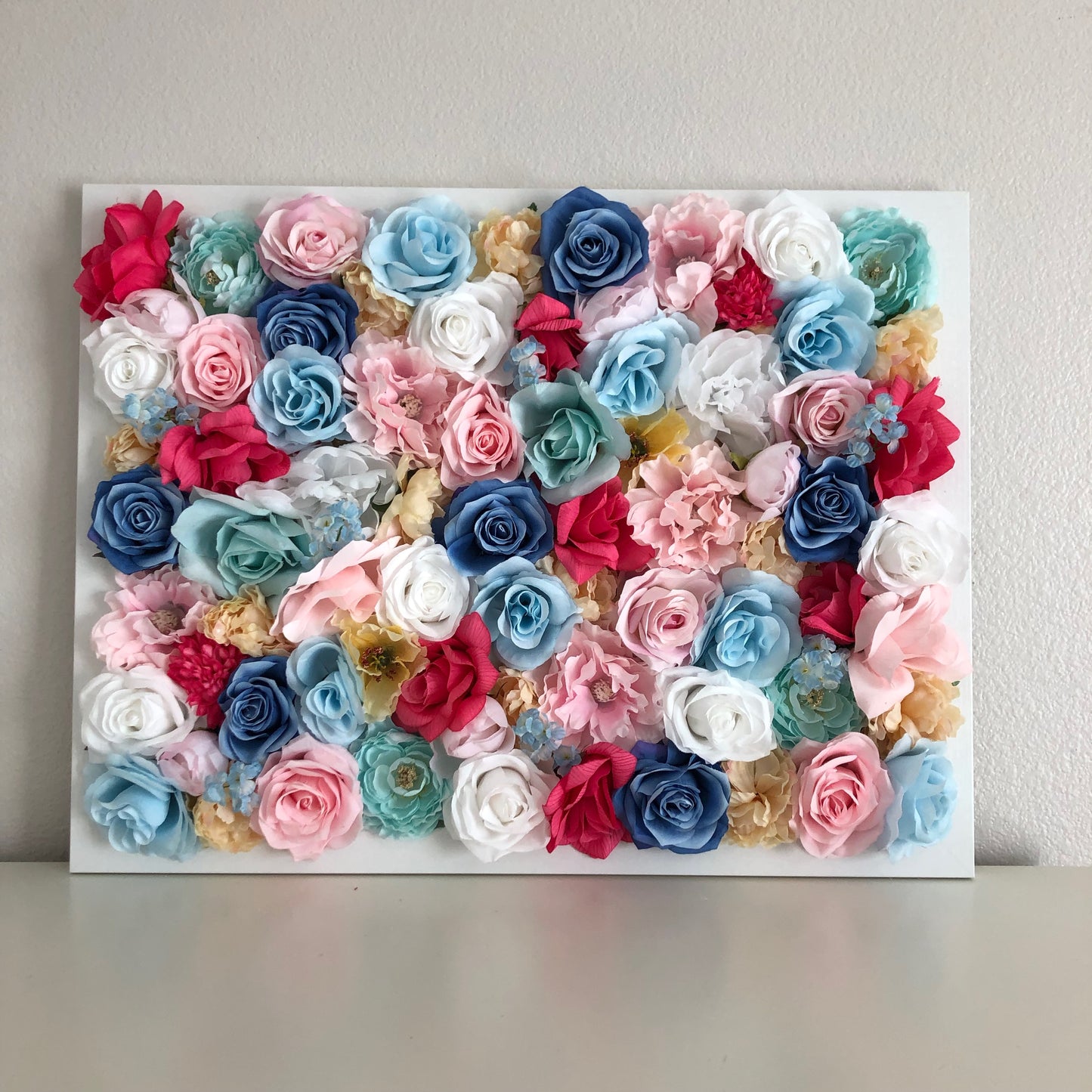 Rainbow faux silk flower wall floral celebration backdrop
