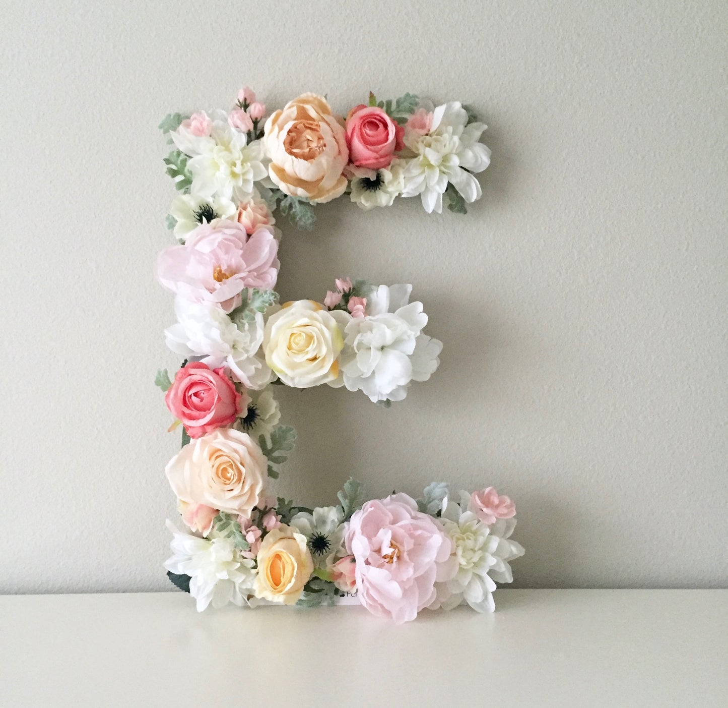 wood flower letter sign nursery name for baby and bridal shower decor