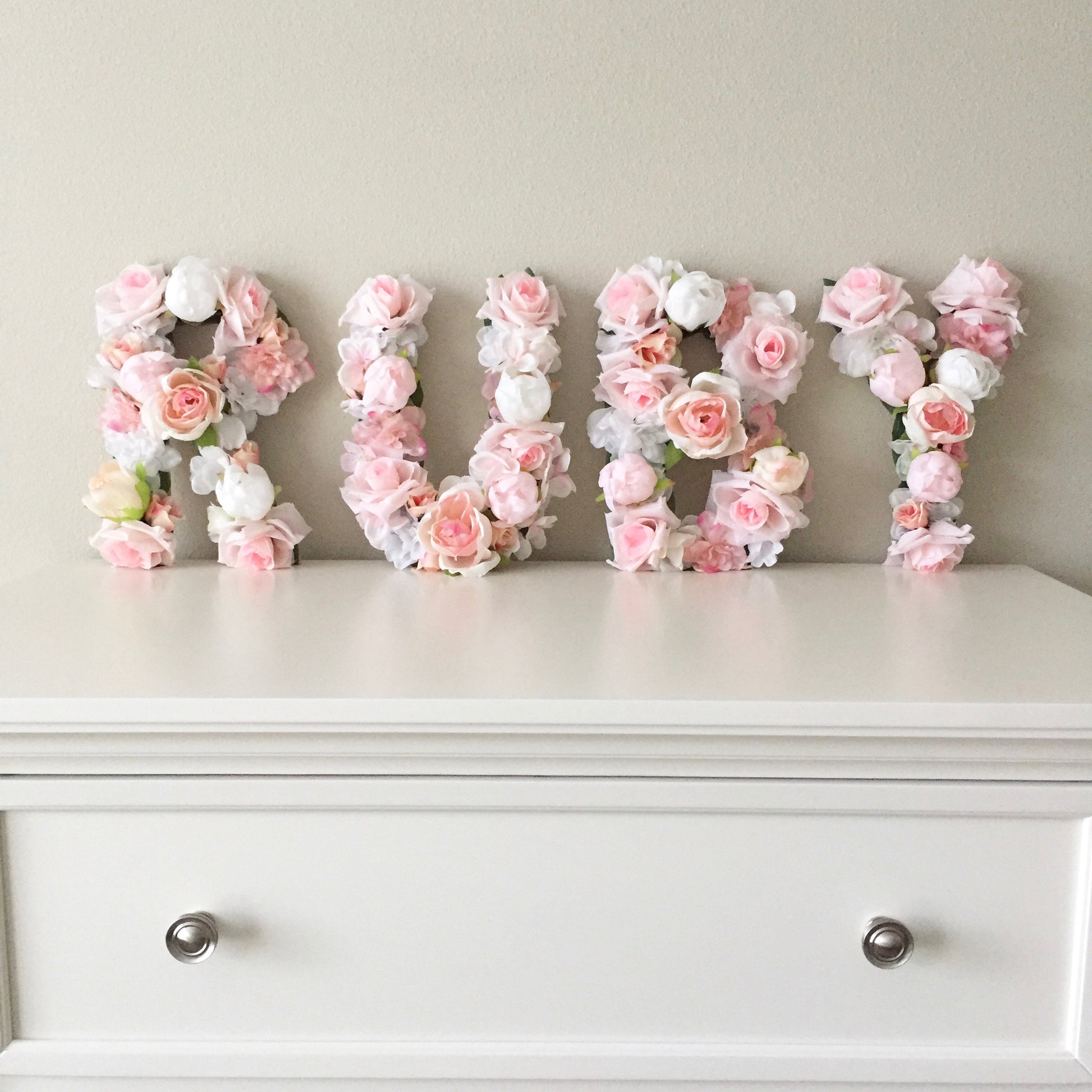 Floral letter baby name sign for nursery decor