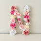 Floral letter pink wall sign decor for girl room