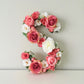 Floral letter coral wall art for baby girl room decor