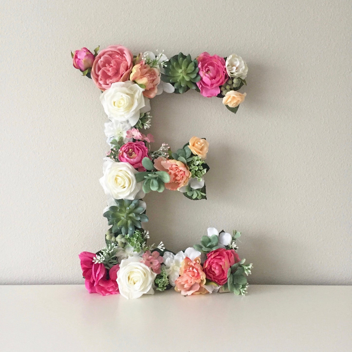 boho wall decor custom name sign floral letter flower letter succulent decor