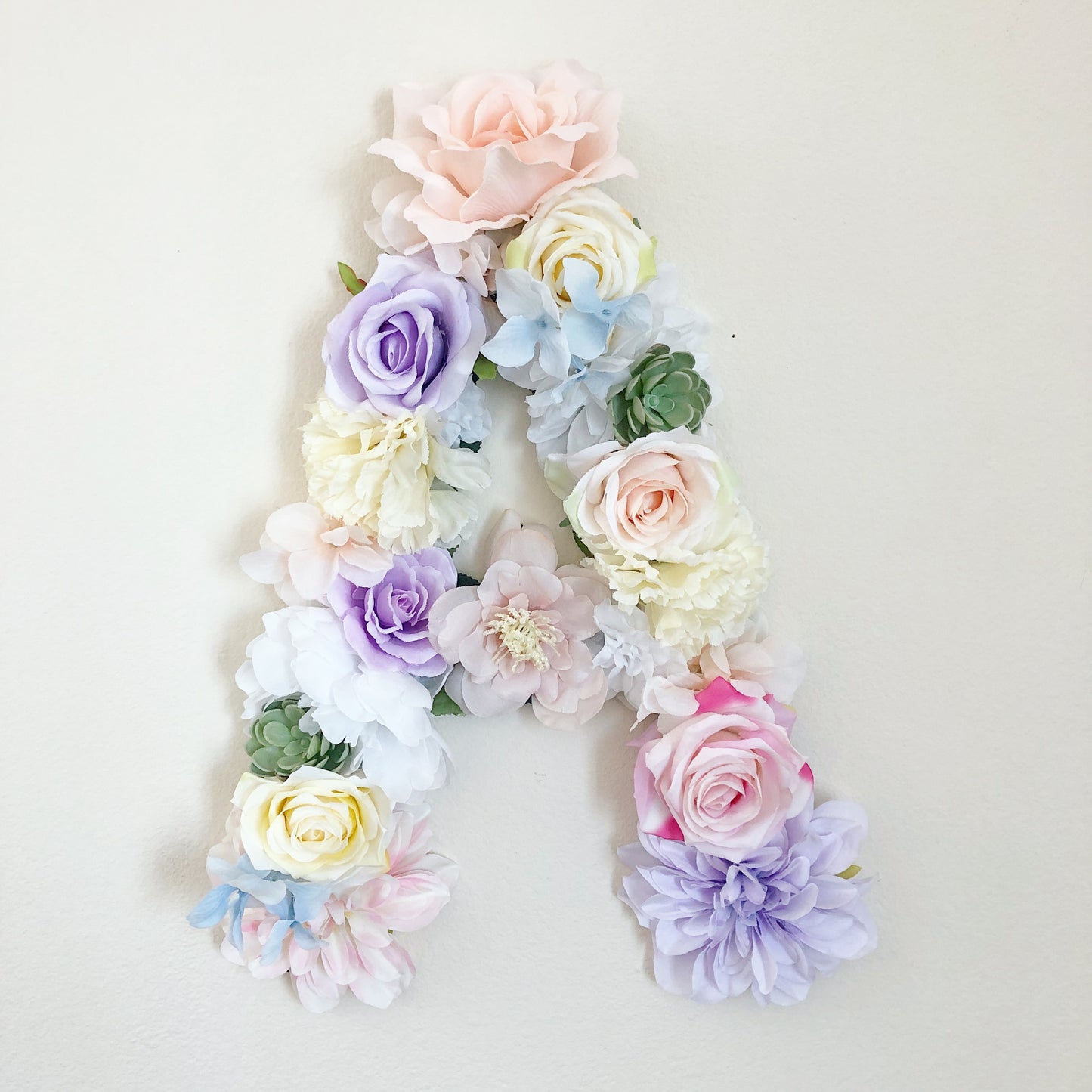 personalized flower letter pastel rainbow for nursery and baby shower decor