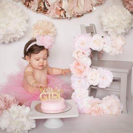 Personalized flower initial cake smash 1st birthday photo prop