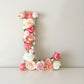 Floral letter flower wall art for baby shower and bridal shower decor