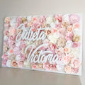 Blush flower wall with name sign girl nursery decor custom backdrop