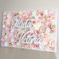 Blush flower wall with name sign girl nursery decor custom backdrop