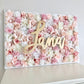 Large flower wall with name sign custom wedding decor backdrop