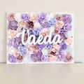Blush flower wall with name sign personalized nursery decor