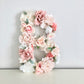 Floral letter blush flower initial for nursery wall art and baby gift