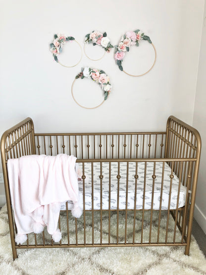 Floral Hoop Wreath, Nursery Floral Wreath, Nursery Wall Decor Girl, Photo Prop Wreath, Baby Shower Wreath Girl Nursery, Farmhouse Decor