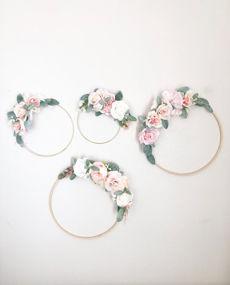 Floral Hoop Wreath, Nursery Floral Wreath, Nursery Wall Decor Girl, Photo Prop Wreath, Baby Shower Wreath Girl Nursery, Farmhouse Decor