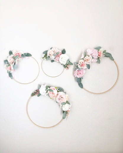 Floral Hoop Wreath, Nursery Floral Wreath, Nursery Wall Decor Girl, Photo Prop Wreath, Baby Shower Wreath Girl Nursery, Farmhouse Decor