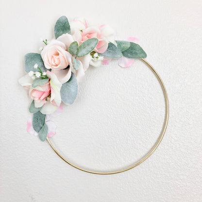 Floral Hoop Wreath, Nursery Floral Wreath, Nursery Wall Decor Girl, Photo Prop Wreath, Baby Shower Wreath Girl Nursery, Farmhouse Decor