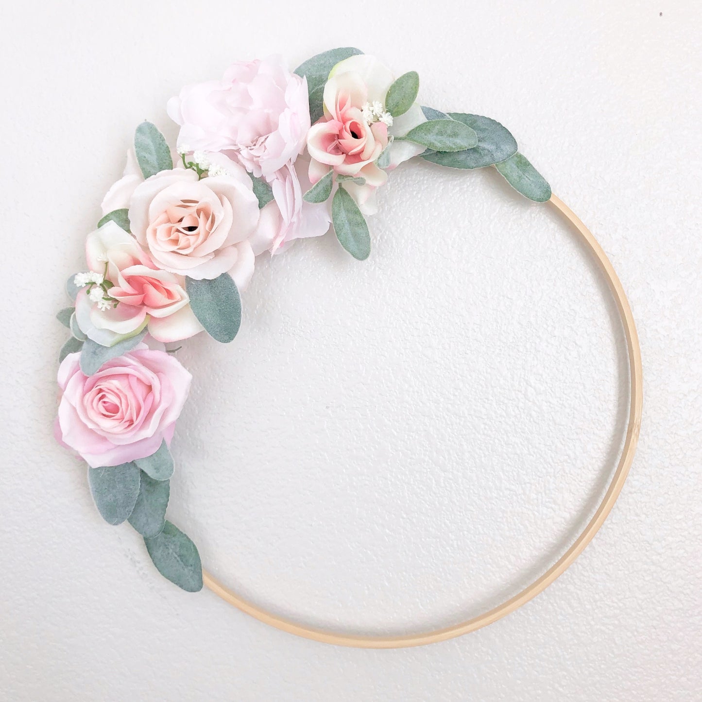 Custom Botanical Hoop Wreath wedding sign wall hanging silk florals