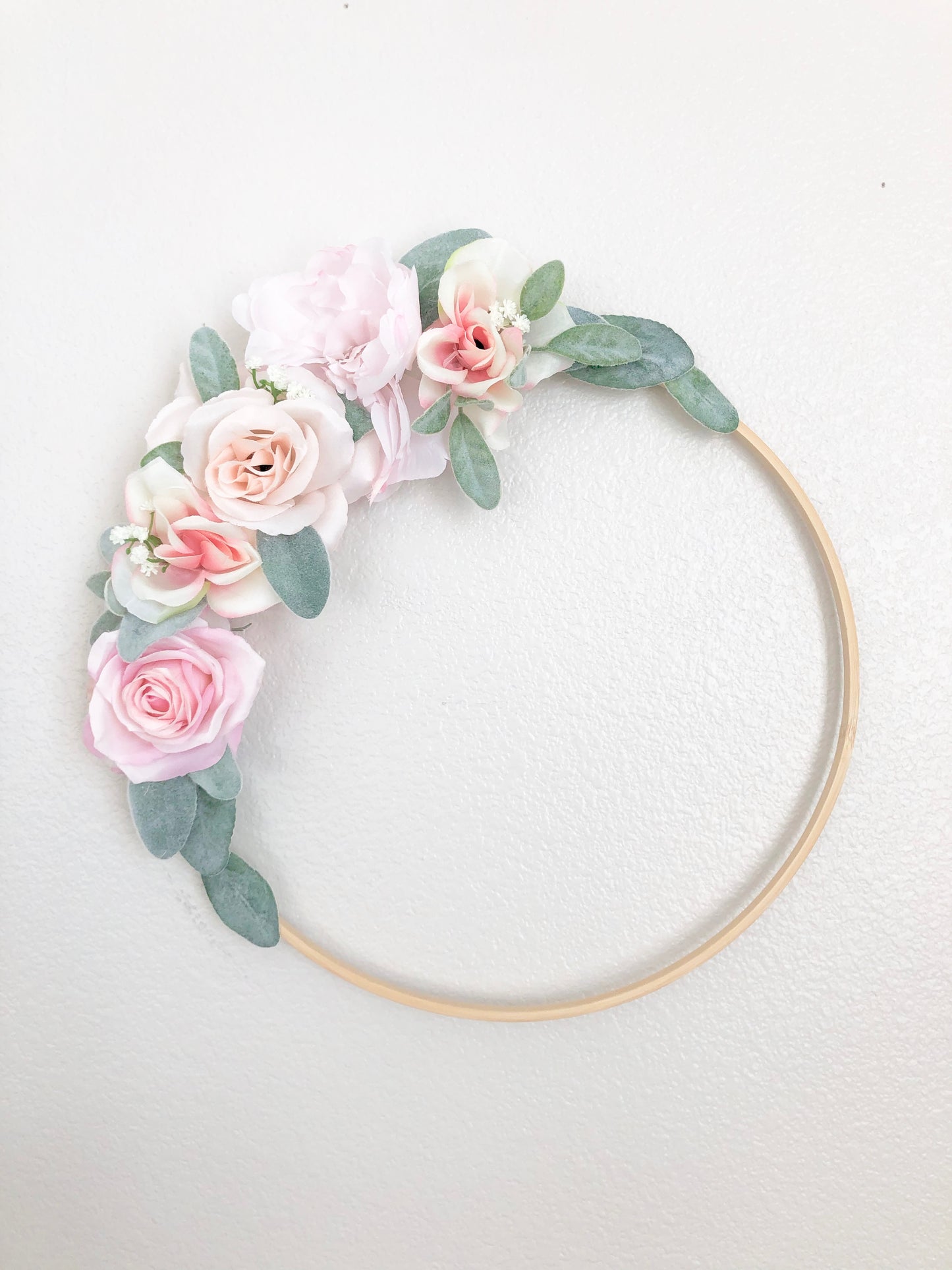 Artificial Flower Hoop Wreath Realistic Home Gallery Art
