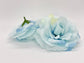 5-inch light blue artificial rose angled view - pale blue silk flower for weddings and baby showers