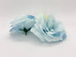 5-inch light blue artificial rose top-down view - airy blue faux silk flower for bouquets and decor