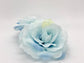 5-inch light blue artificial rose close-up detail - soft pale blue silk flower petal texture