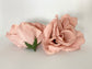 4-inch mauve open artificial rose close-up - large dusty mauve faux silk flower petal detail