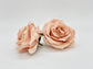 3.5-inch peachy mauve artificial rose side view - warm peach mauve silk flower for boho weddings