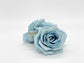 3.5 inch dusty Tiffany blue artificial rose side view - dusty blue silk wedding flower