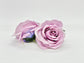 3.5-inch dusty lavender artificial rose top view - soft lavender faux silk flower close-up
