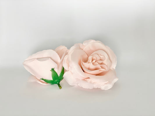 Pale blush peachy faux rose side view for floral arrangements