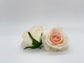 Close-up of two-tone blush artificial rose for nursery flower wall and wedding decor