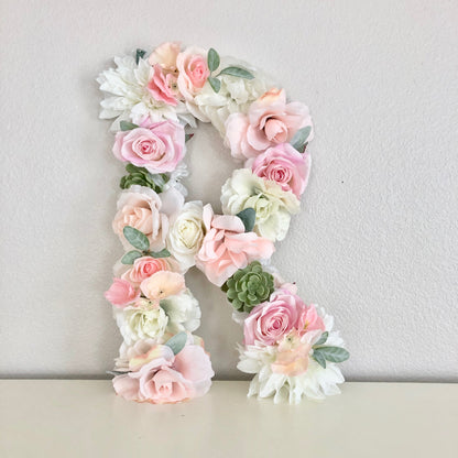 Floral Letter, Floral Initial, Nursery Letter, Flower Letter, Nursery Wall Art, Baby Gift, Shabby Chic, Boho Chic Nursery Decor, Nursery Art