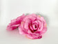 5-inch fuchsia pink artificial rose top-down view - large hot pink silk flower for bridal bouquets