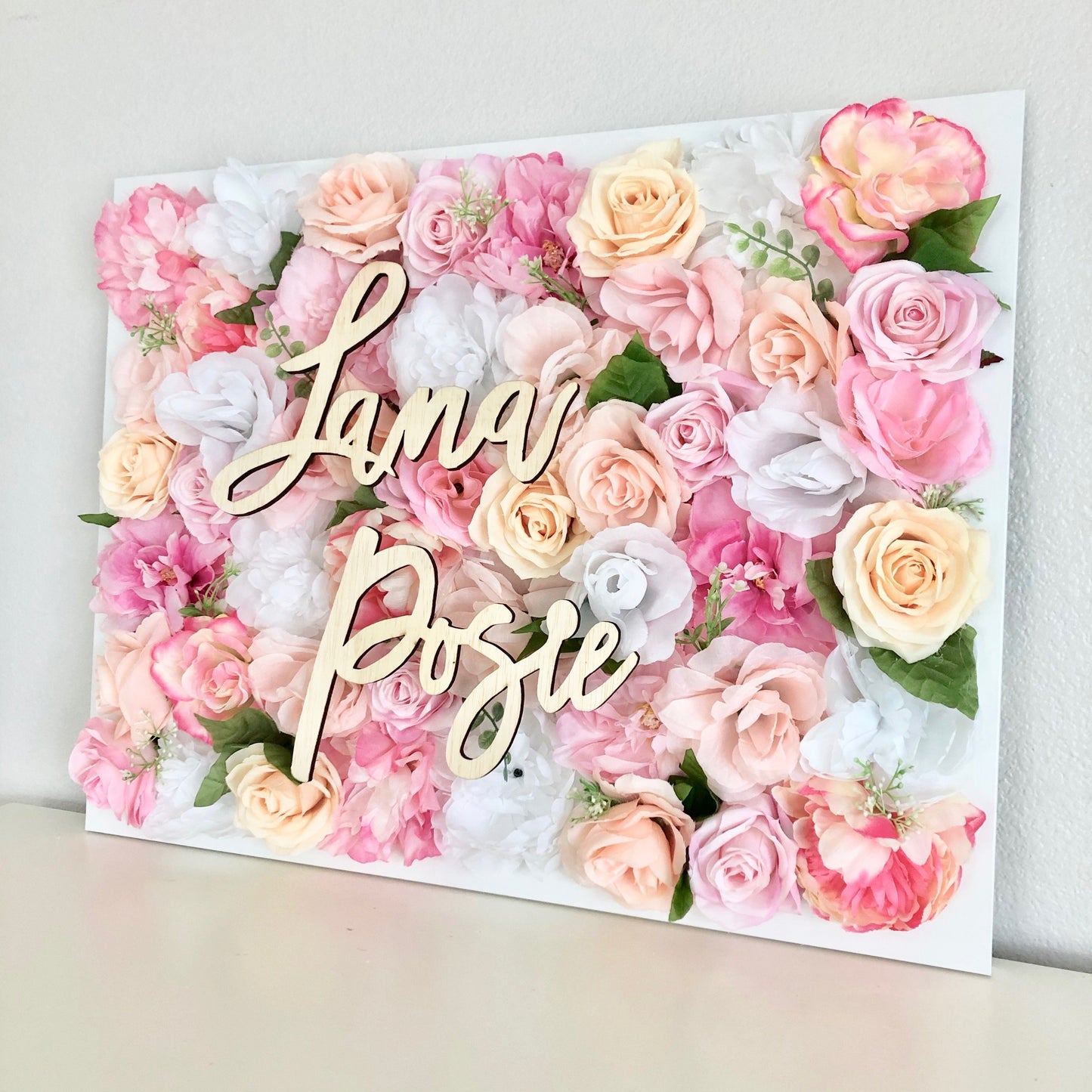 flower wall nursery name sign