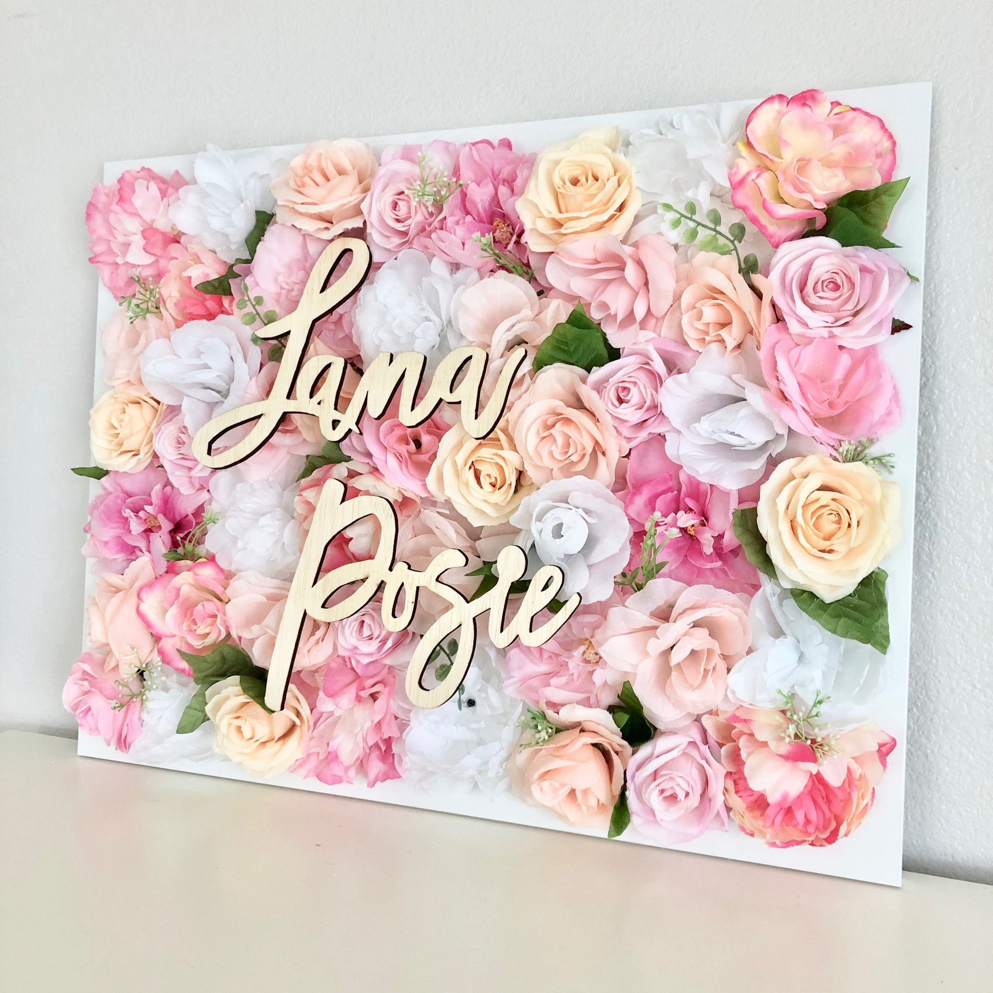 flower wall nursery name sign