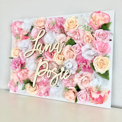 flower wall nursery name sign