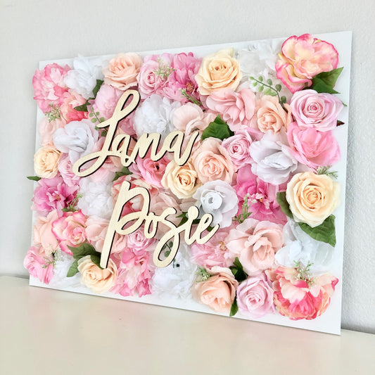 flower wall nursery name sign