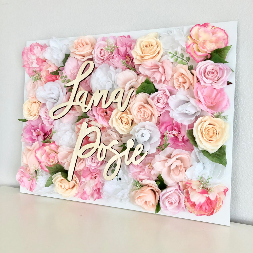 flower wall nursery name sign