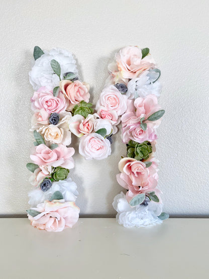 Floral Letter, Floral Initial, Nursery Letter, Flower Letter, Nursery Wall Art, Baby Gift, Shabby Chic, Boho Chic Nursery Decor, Nursery Art
