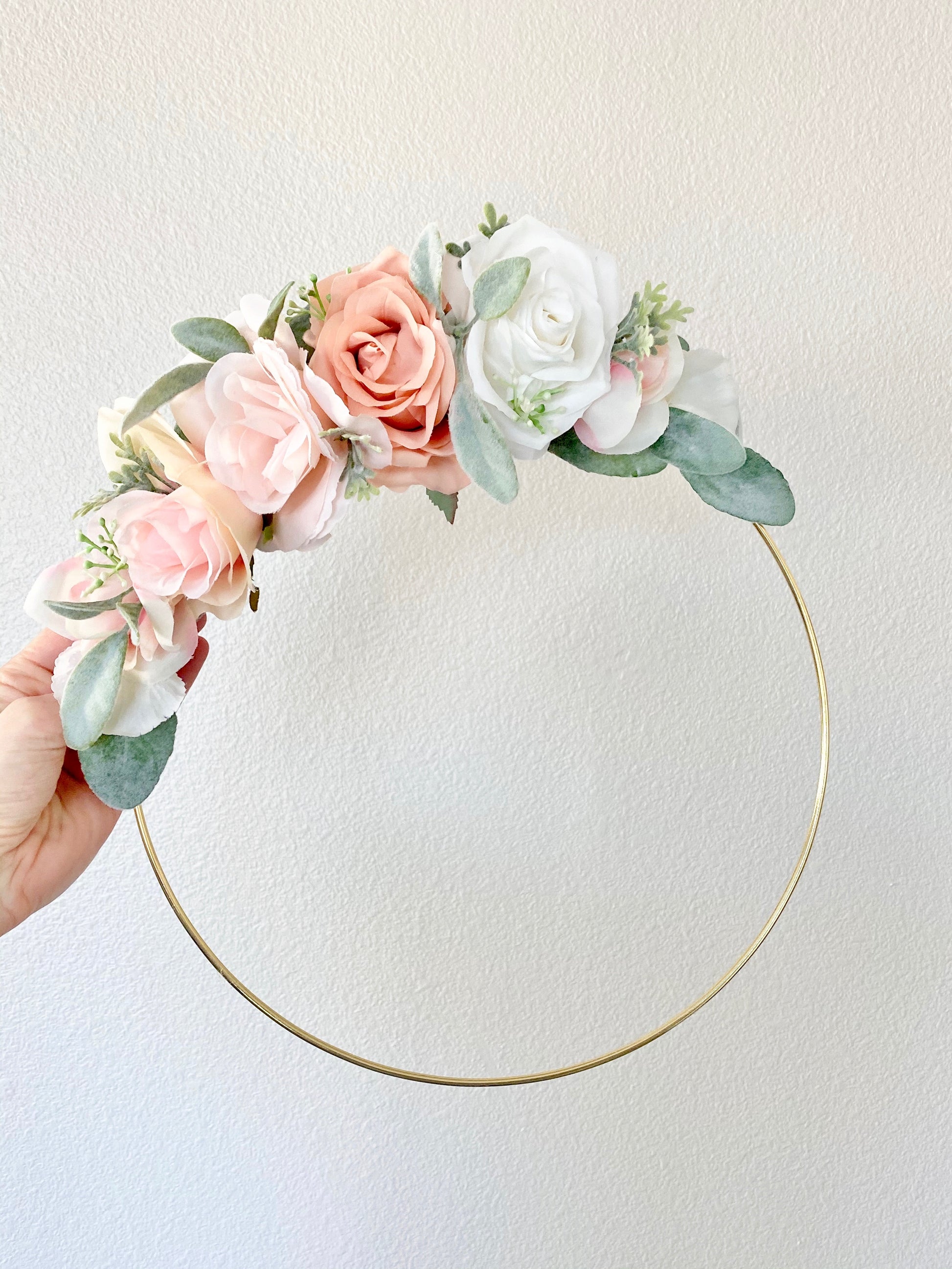 Floral Hoop Wreath, Nursery Floral Wreath, Nursery Wall Decor Girl, Photo Prop Wreath, Baby Shower Wreath Girl Nursery, Farmhouse Decor