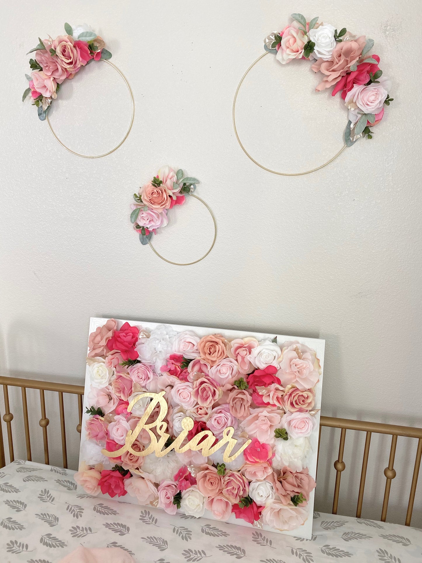 Floral Initial Hoop Custom Nursery Wall Art Decor