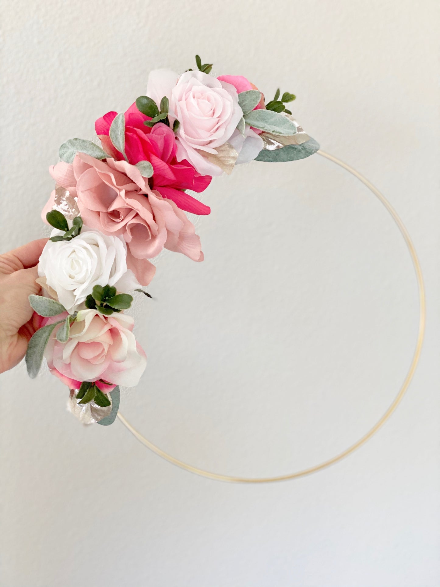 Floral Hoop Wreath, Nursery Floral Wreath, Nursery Wall Decor Girl, Photo Prop Wreath, Baby Shower Wreath Girl Nursery, Farmhouse Decor