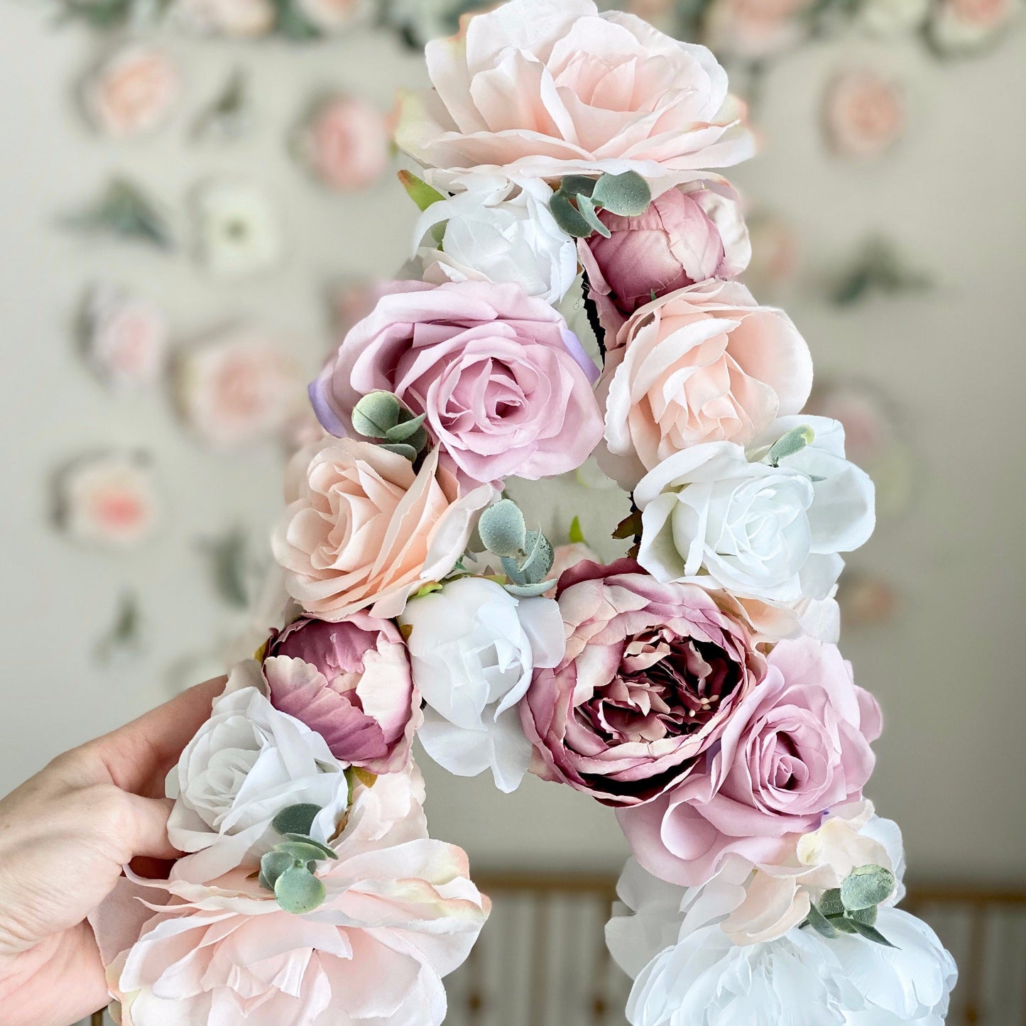 Flower monogram letter floral initial sign for custom wedding decor and bridal events