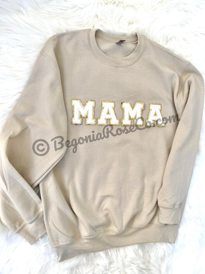 Chenille MAMA Patch Crewneck Sweatshirt