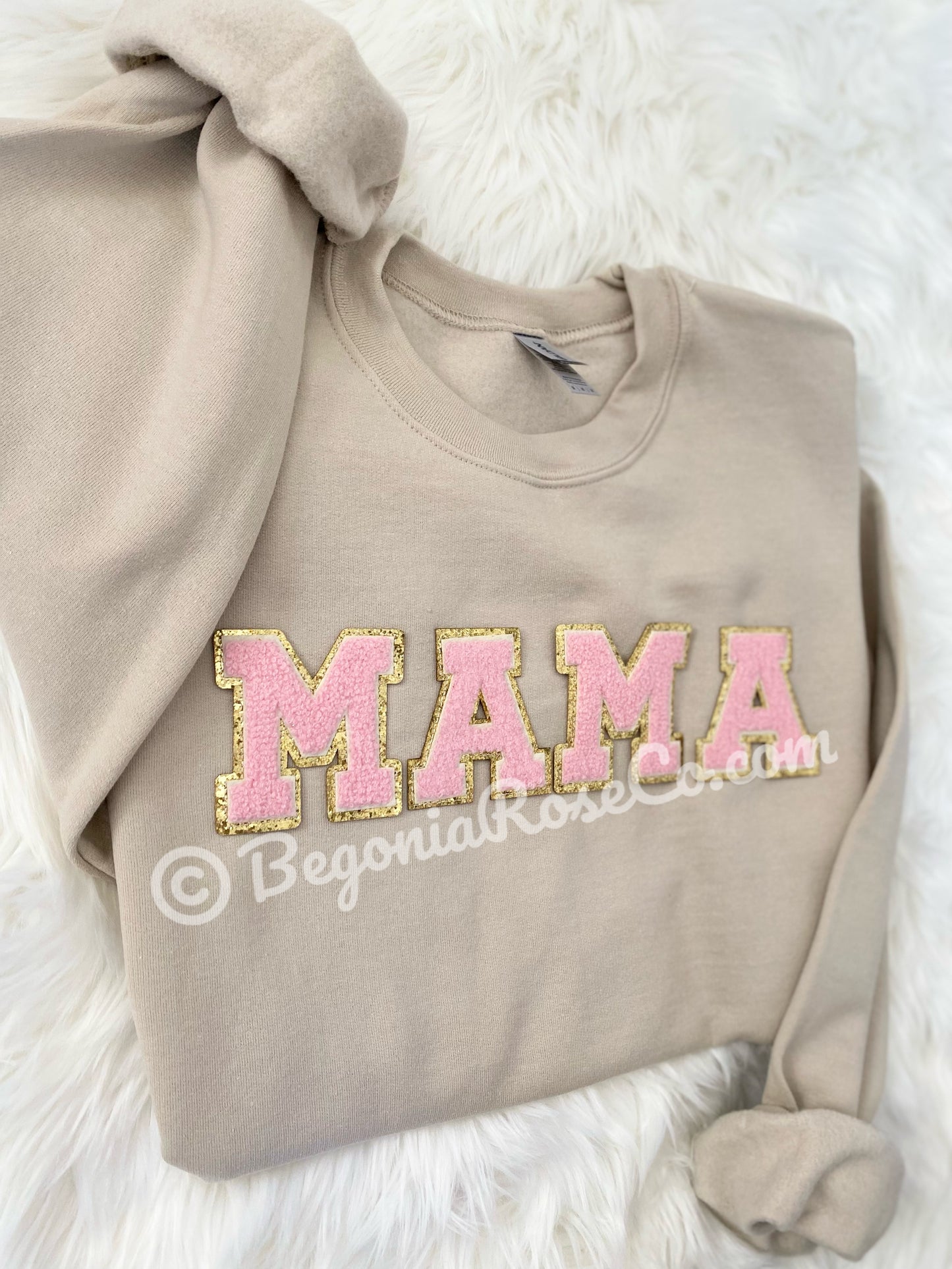 Chenille MAMA Patch Crewneck Sweatshirt