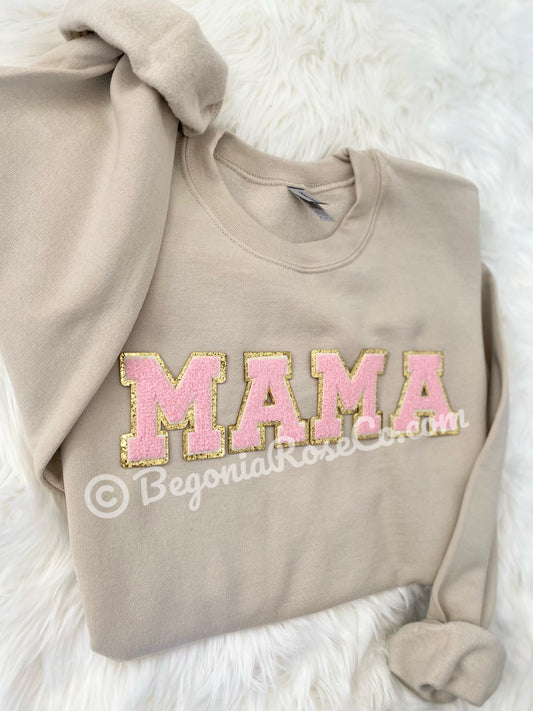 Chenille MAMA Patch Crewneck Sweatshirt