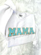 Chenille MAMA Patch Crewneck Sweatshirt black color pregnancy announcement
