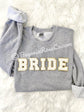 BRIDE sweatshirt in black with aqua chenille patch - bridal party sweatshirt