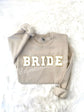 Chenille BRIDE sweatshirt close-up letter quality - bridal shower gift